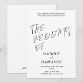 Elegant Black White Wedding Kaart (Voorkant / Achterkant)