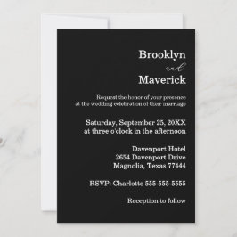 Elegant Black & White Wedding Kaart