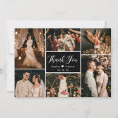 Elegant Black White Wedding Multi Photo Collage Bedankkaart (Voorkant)
