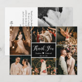Elegant Black White Wedding Multi Photo Collage Bedankkaart (Voorkant / Achterkant)