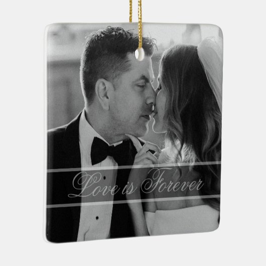 Elegant Black White Wedding Photo Keepsake Keramisch Ornament (Rechts)