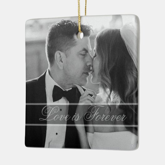 Elegant Black White Wedding Photo Keepsake  Keramisch Ornament (Links)