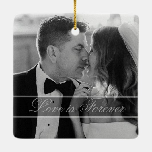 Elegant Black White Wedding Photo Keepsake  Keramisch Ornament (Achterkant)
