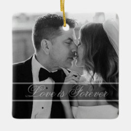 Elegant Black White Wedding Photo Keepsake  Keramisch Ornament