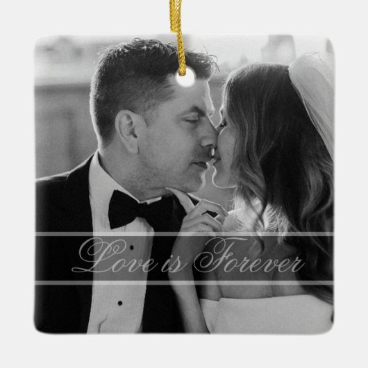 Elegant Black White Wedding Photo Keepsake  Keramisch Ornament (Voorkant)