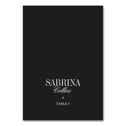 Elegant Black & White Wedding Place Card Kaart (Voorkant)