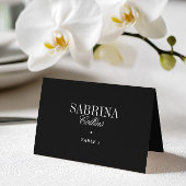 Elegant Black & White Wedding Place Card Kaart
