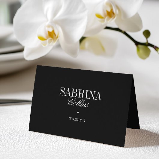 Elegant Black & White Wedding Place Card Kaart