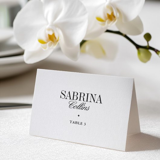 Elegant Black & White Wedding Place Card Kaart