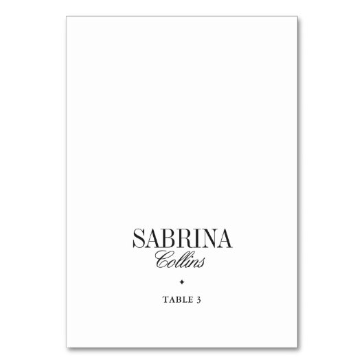 Elegant Black & White Wedding Place Card Kaart (Voorkant)