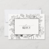 Elegant Black White Wedding QR Code RSVP Kaartje (Voorkant)