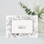 Elegant Black White Wedding QR Code RSVP Kaartje (Staand voorkant)