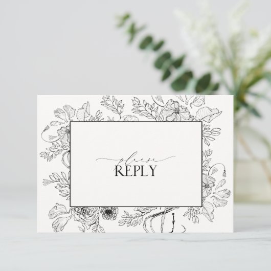Elegant Black White Wedding QR Code RSVP Kaartje (Staand voorkant)