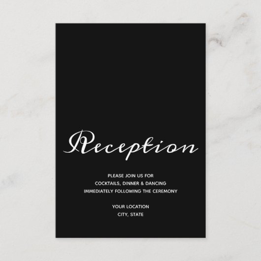 Elegant Black White Wedding Reception Informatiekaartje (Voorkant)