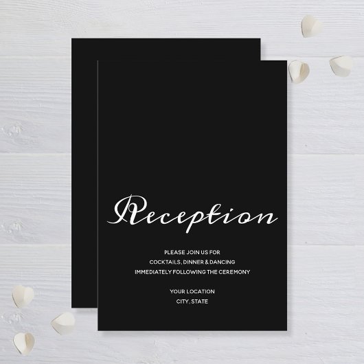 Elegant Black White Wedding Reception Informatiekaartje