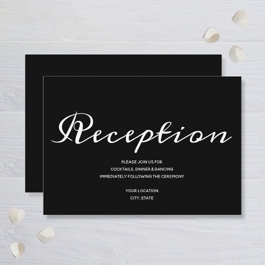 Elegant Black White Wedding Reception Informatiekaartje