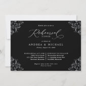 Elegant Black & White Wedding Rehearsal Dinner Kaart (Voorkant)