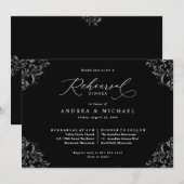 Elegant Black & White Wedding Rehearsal Dinner Kaart (Voorkant / Achterkant)