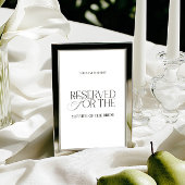 Elegant Black & White Wedding Reserved Seat Sign Kaart