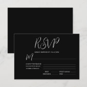 Elegant Black & White Wedding RSVP Kaart (Voorkant / Achterkant)