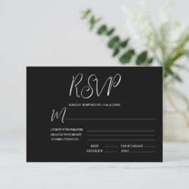 Elegant Black & White Wedding RSVP Kaart