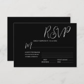 Elegant Black & White Wedding RSVP Kaart (Voorkant / Achterkant)