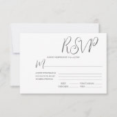 Elegant Black & White Wedding RSVP Kaartje (Voorkant)