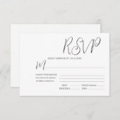 Elegant Black & White Wedding RSVP Kaartje (Voorkant / Achterkant)