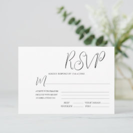 Elegant Black & White Wedding RSVP Kaartje