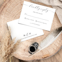 Elegant Black & White Wedding RSVP Kaartje