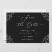 Elegant Black & White Wedding Save the Date (Voorkant)