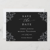 Elegant Black & White Wedding Save the Date (Voorkant)