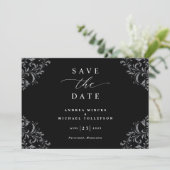 Elegant Black & White Wedding Save the Date (Staand voorkant)