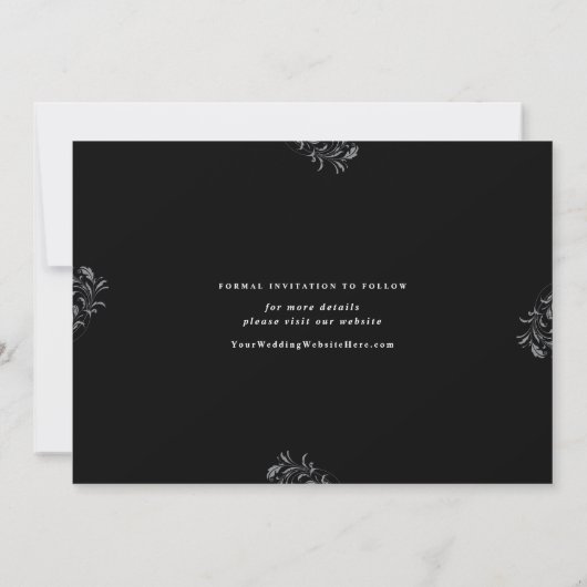 Elegant Black & White Wedding Save the Date (Achterkant)