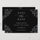 Elegant Black & White Wedding Save the Date (Voorkant / Achterkant)