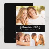 Elegant Black/White Wedding Save the Date Card (Voorkant / Achterkant)