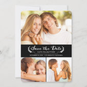 Elegant Black/White Wedding Save the Date Card (Voorkant)