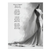Elegant Black & White Wedding Seating Chart  Perfect Poster (Voorkant)