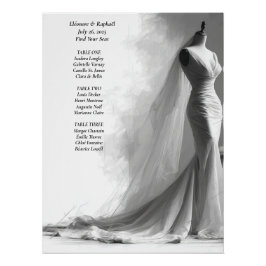 Elegant Black & White Wedding Seating Chart Perfect Poster