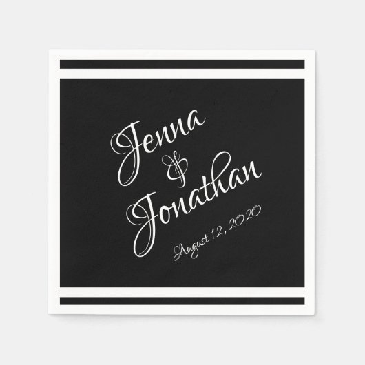 Elegant Black & White Wedding Servet (Voorkant)