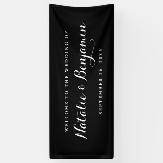 Elegant Black & White Wedding Spandoek (Verticaal)