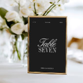 Elegant Black & White Wedding Table Number Kaart