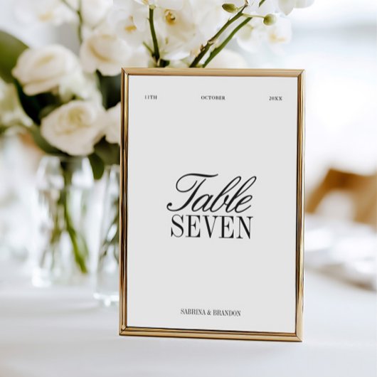 Elegant Black & White Wedding Table Number Kaart