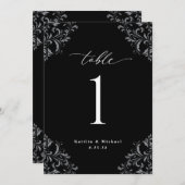 Elegant Black & White Wedding Table Numbers Kaart (Voorkant / Achterkant)