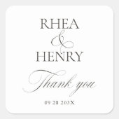 Elegant Black & White Wedding Thank You Vierkante Sticker (Voorkant)