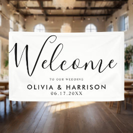 Elegant Black White Wedding Welcome Banner