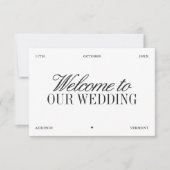Elegant Black & White Wedding Welcome Card Kaart (Voorkant)