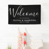 Elegant Black White Wedding Welcome Sign Banner (Insitu)