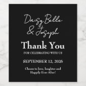 Elegant Black & White Wedding Wijn Etiket (Enkel label)