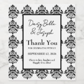 Elegant Black & White Wedding Wijn Etiket (Enkel label)